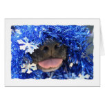 DogTongueOutBlueTinselsimpleframe Greeting Cards