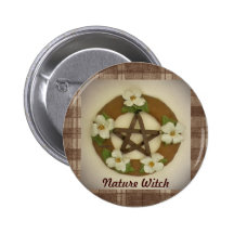 Dogwood Pentacle Wreath Brown Plaid Buttons