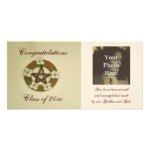 Dogwood Pentacle Wreath Commemorative Personalized Photo Card