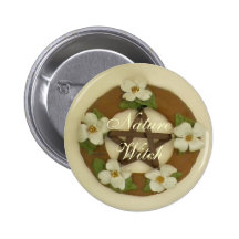 Dogwood Pentacle Wreath Pinback Buttons
