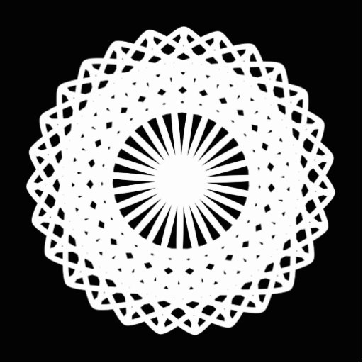 Doily. White lace circle. On Black. Photo Cut Out