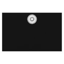 Doily. White lace circle. On Black. Stationery Paper