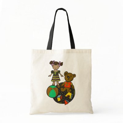 Doll Bear and Ball Toys Canvas Bag by kids_tshirts