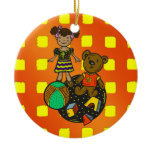 Doll Bear and Ball Toys Christmas Ornament