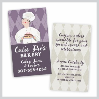 doll chef baker baking cake business card by chefcateringbizcards