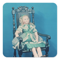 Doll, probably made by Charles Marsh, 1865 stickers