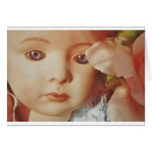 Doll with flowers greeting card