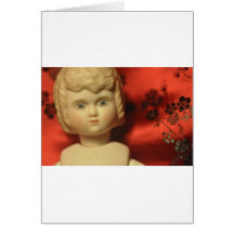 doll with satin background greeting cards