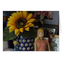 Doll with Sunflower Greeting Card