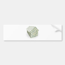 Dollar bills house bumper sticker