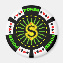 DOLLAR SIGN POKER CHIP FRIDGE MAGNET