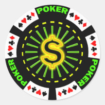 DOLLAR SIGN POKER CHIP ROUND STICKER