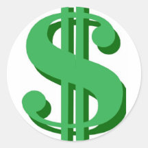 $ dollar-sign round sticker