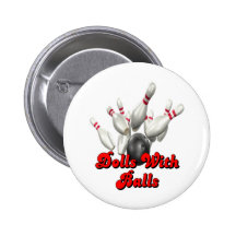 Dolls With Balls Bowling Button