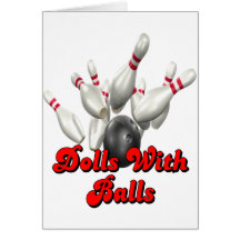 Dolls With Balls Bowling Greeting Cards
