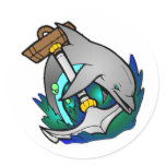 Dolphin Anchor Wave Round Stickers