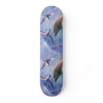 Dolphin and diving birds skateboard