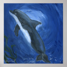 Dolphin blue ocean art Poster