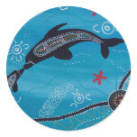Dolphin & Calf Dreaming Round Sticker