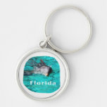 dolphin coming out of teal clear water florida keychain
