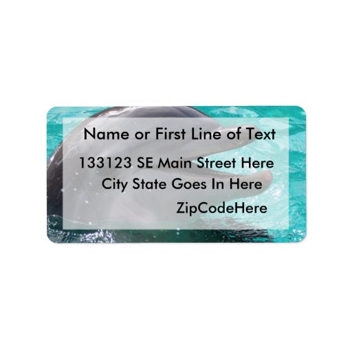 Dolphin head in aquamarine water address label