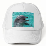 Dolphin head in aquamarine water trucker hats