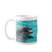 Dolphin head in aquamarine water mugs