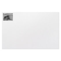 Dolphin head in water mouth open Black and White Customized Stationery