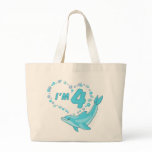 Dolphin Heart 4th Birthday Tote Bags