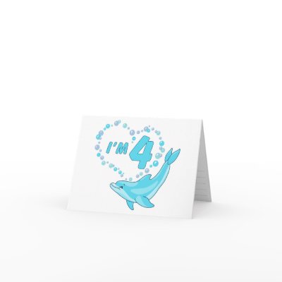 Dolphin Heart 4th Birthday Cards by Kewlkids