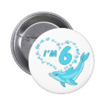 Dolphin Heart 6th Birthday Pinback Button