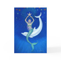 Dolphin Moon Mermaid Greeting Cards