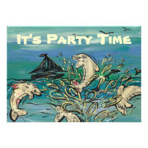 Dolphin Music Party Invitations