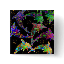 Dolphin Peace Pod Button