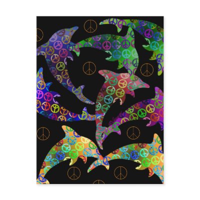 Dolphin Peace Pod Postcard by Jaenne