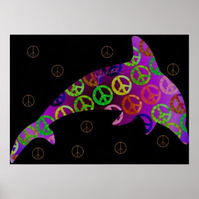 Dolphin Peace Wednesday Print by Jaenne