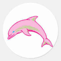 Dolphin Pink & Green Sticker