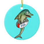 Dolphin SOS Christmas Ornament