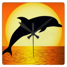 Dolphin Sunset Wall Clock