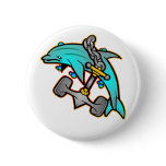Dolphin w/ Anchor Pinback Button
