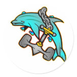 Dolphin w/ Anchor Round Sticker