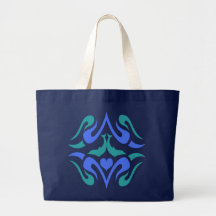 Dolphins and Heart Tote Bags
