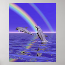 Dolphins and Rainbow Posters