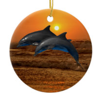 Dolphins at sunset christmas tree christmas tree ornaments