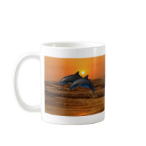 Dolphins at sunset mugs