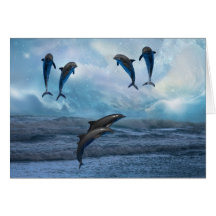 Dolphins fantasy greeting cards