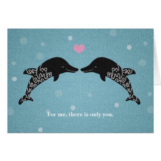 Dolphins I love you Valentine's Day Card Heart art