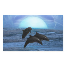 Dolphins playing at moonlight rectangular sticker