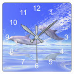 Dolphins Racing Square Wallclock