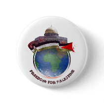 Dome of the rock, the world, Palestine flag Buttons